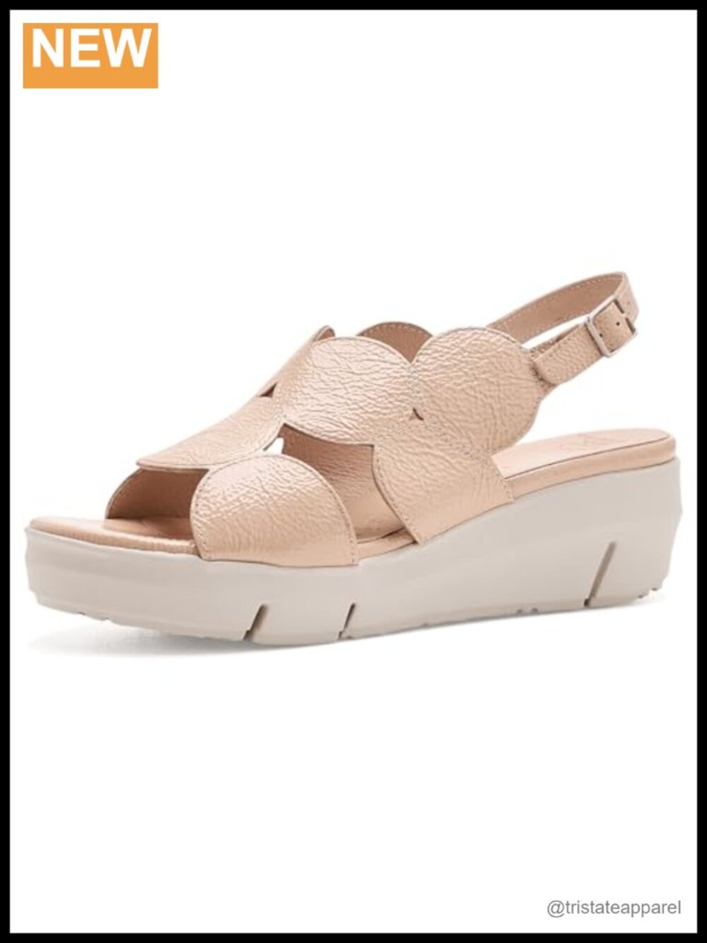 Leather Slingback Wedge Sandal Open Toe Casual